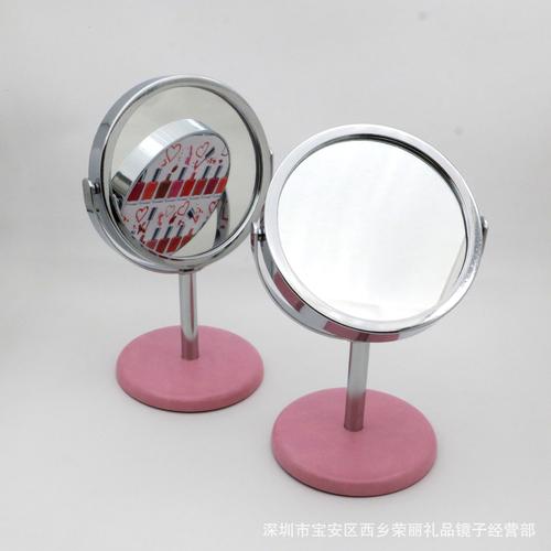 厂家直供 单面台式pu镜子可旋转美容化妆镜可定制图案 logo